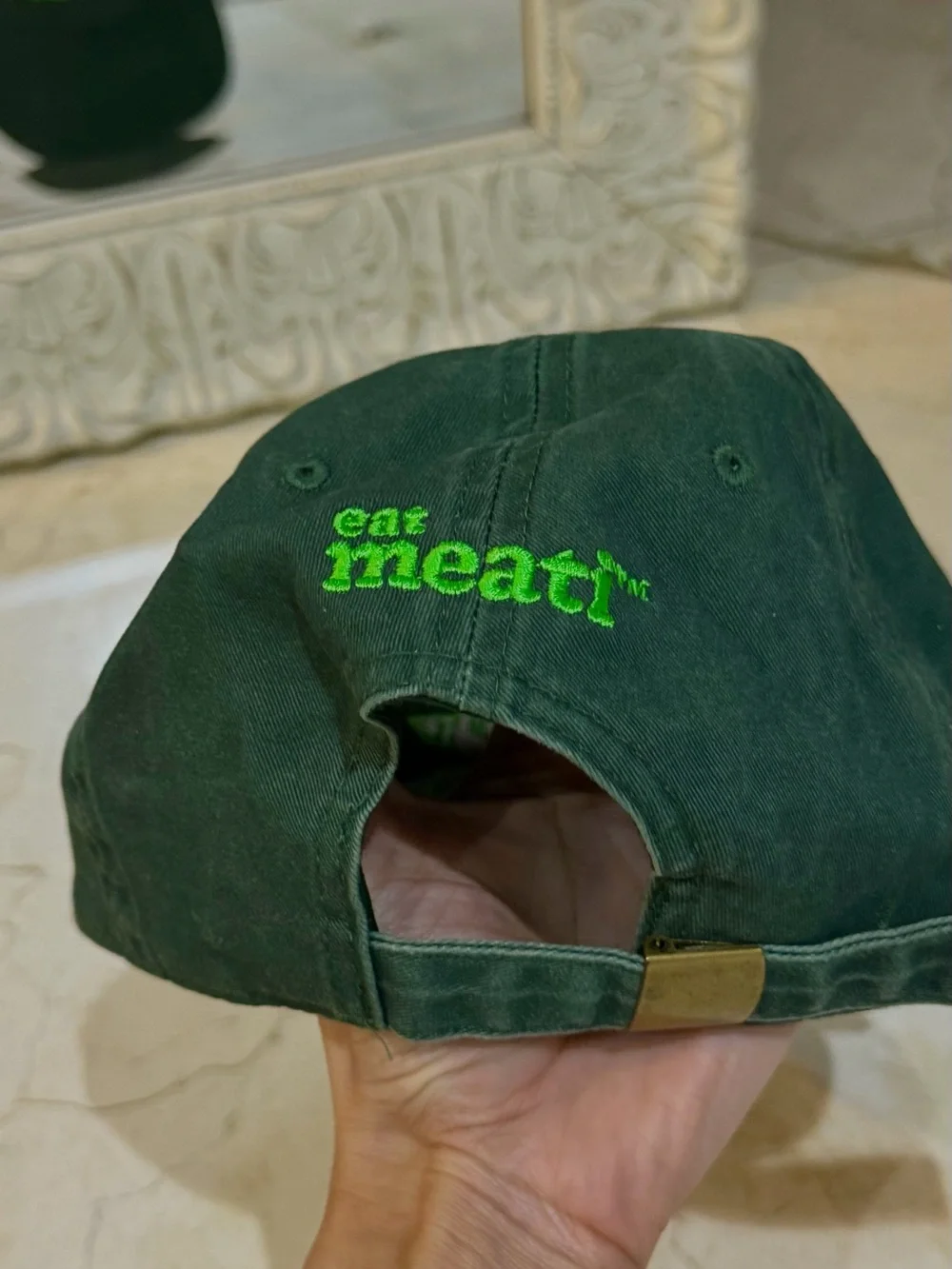 OTTO Dark Green Baseball Cap with Neon Green Embroidery